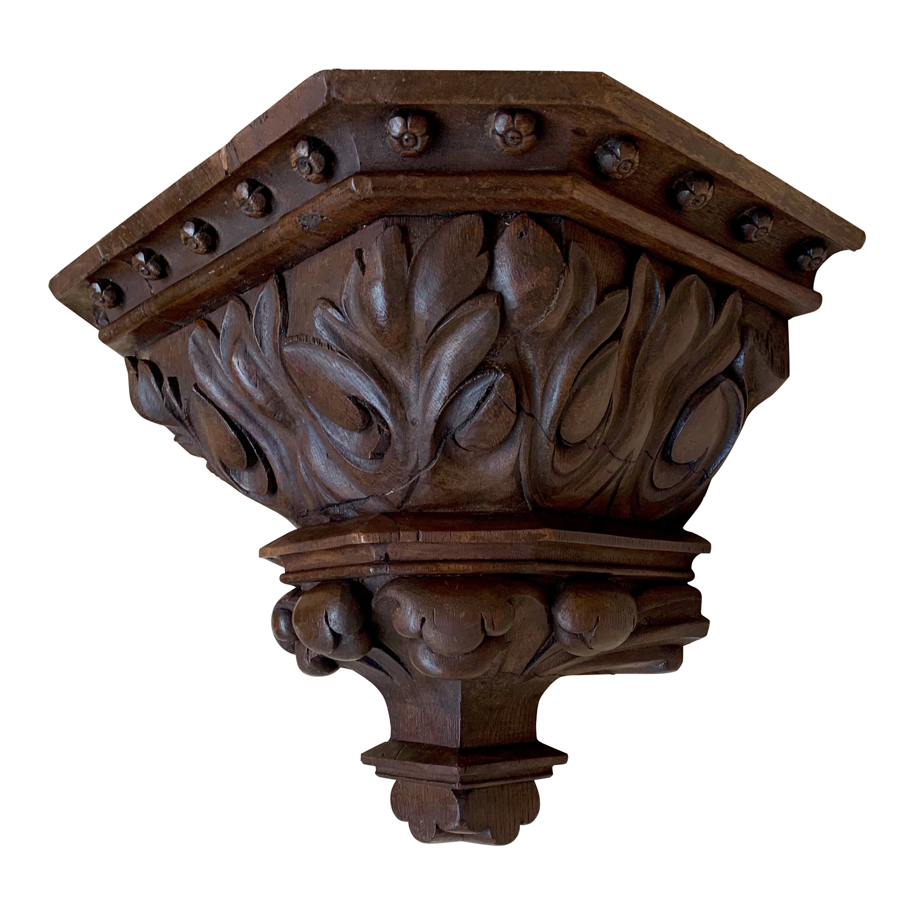 Antique Stunning and Quality Carved Solid Wood Gothic Art Wall Bracket