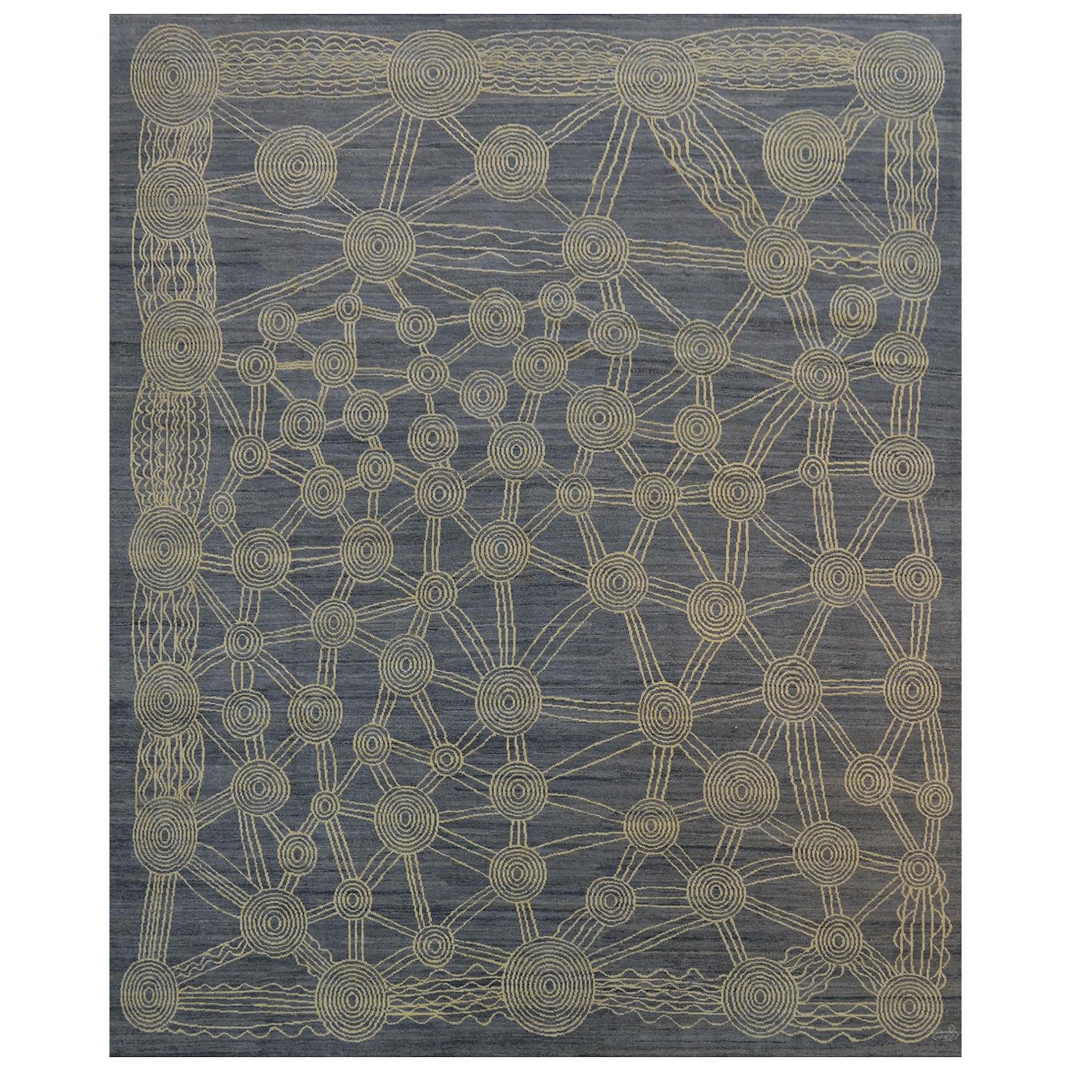 Orley Shabahang "Canberra" Tapis persan contemporain en gris et crème, 8' x 10'.