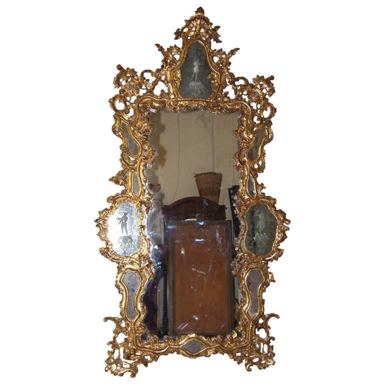 ON SALE Massive Size Mirror 19th Century Venetian Etched Glass 9'5'' H For Sale