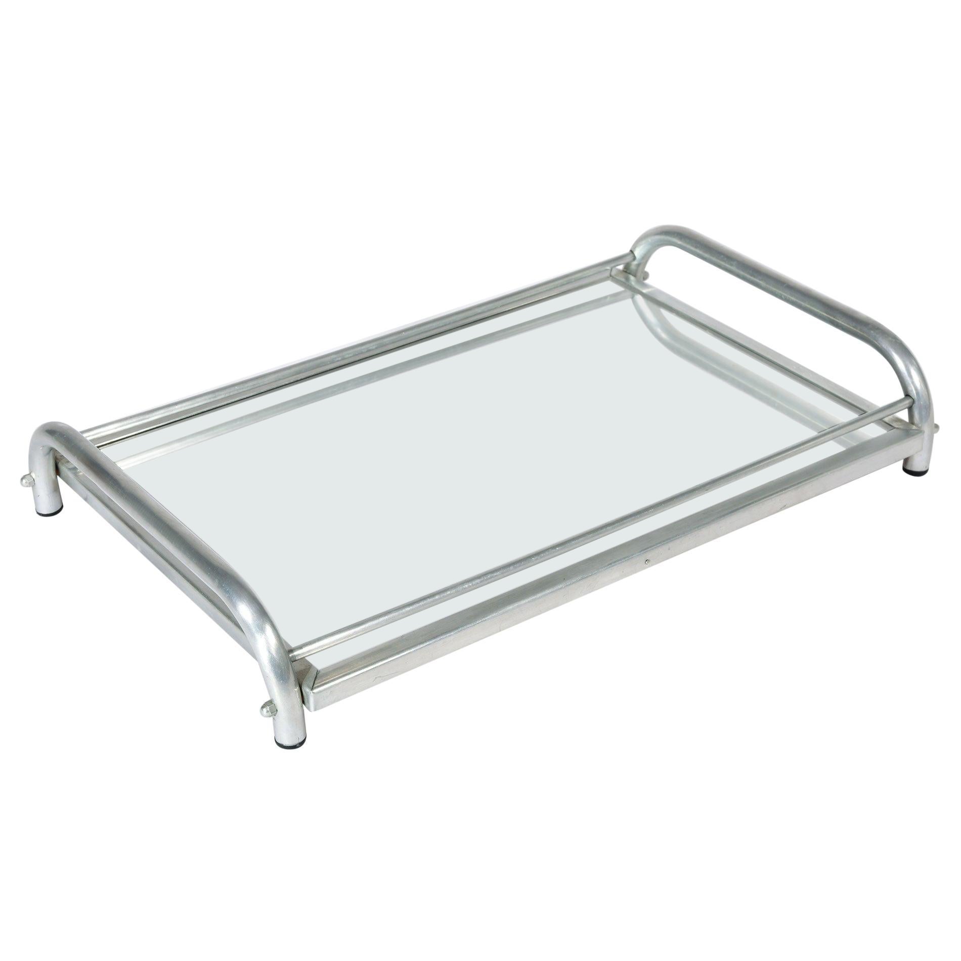 1950s Italian Chrome and Mirror Tray For Sale