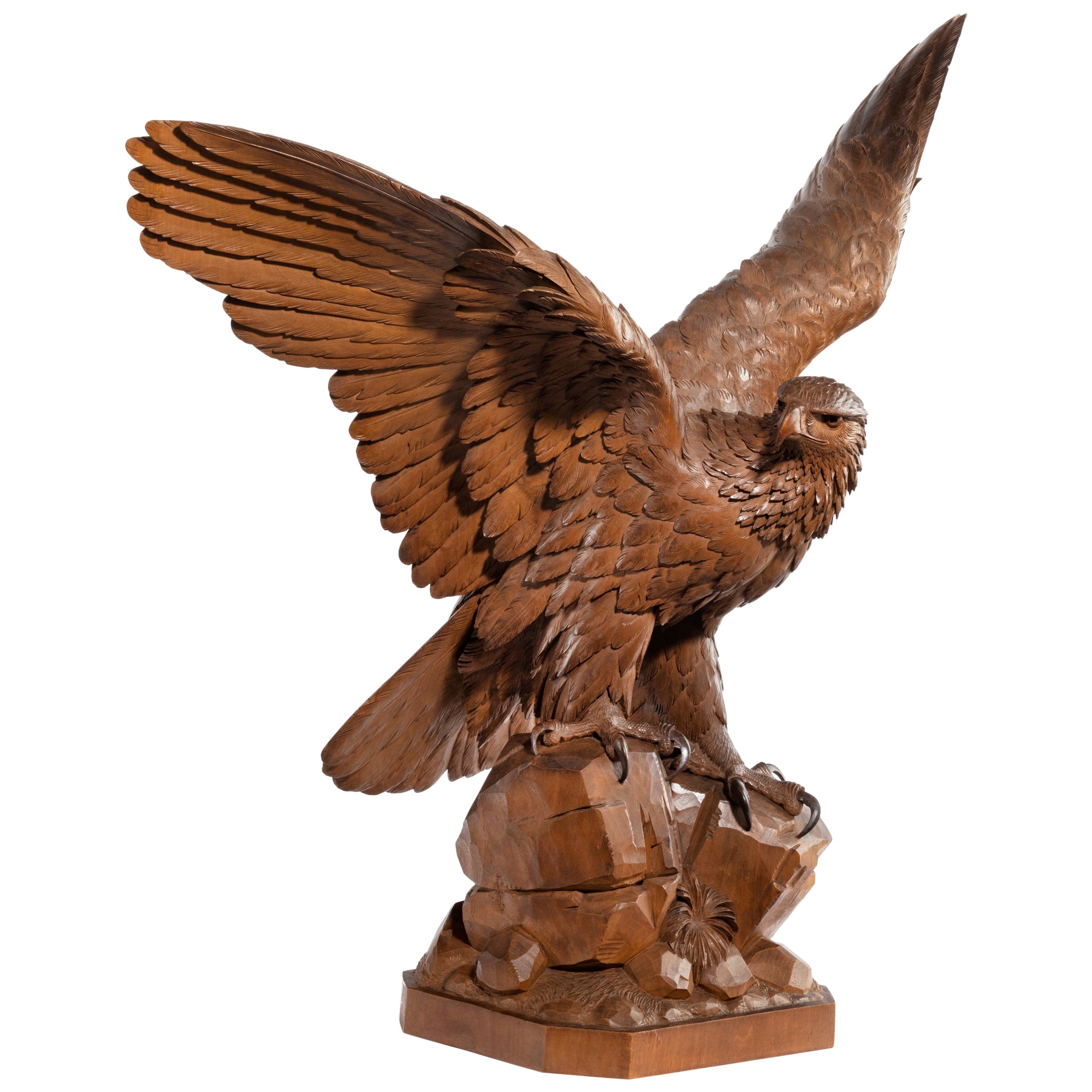 Carved Wood Black Forest Eagle For Sale at 1stDibs
