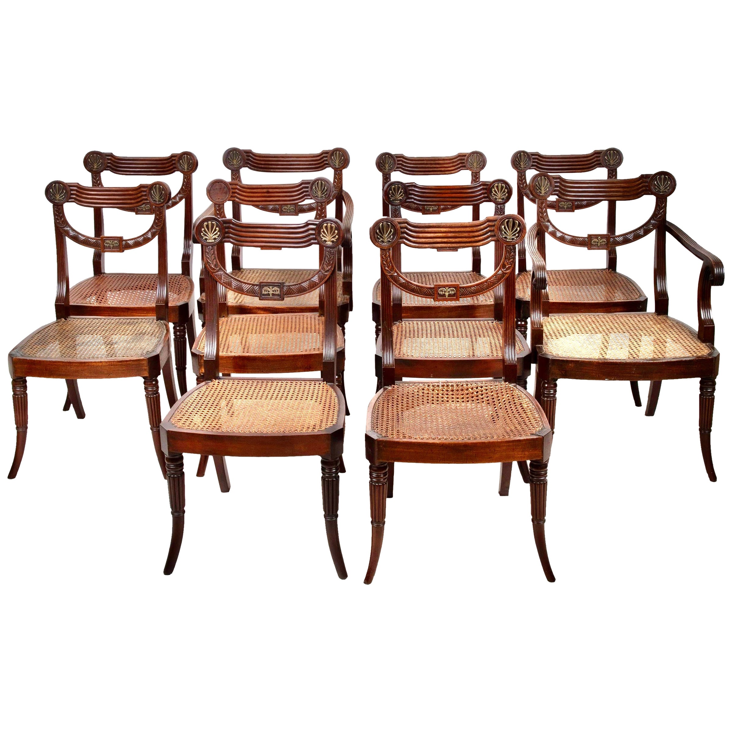 Set of Ten 19th Century British Colonial Dining Chairs at 1stDibs