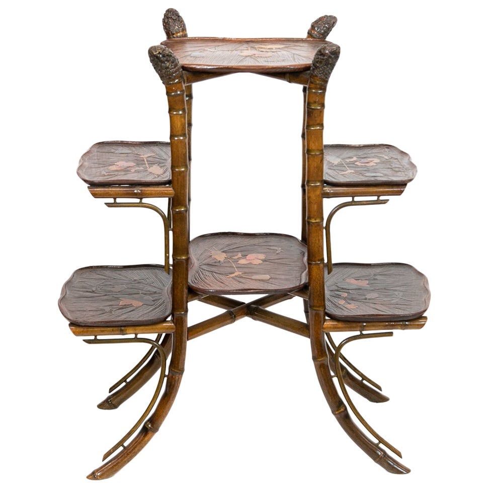 Bamboo and Lacquer Corner Shelf For Sale at 1stDibs