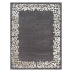 Alfombra del siglo XXI Alfombra Louis de lana del Himalaya y seda gris