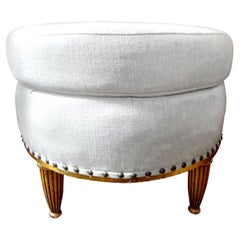 Antique French Louis XVI Style Giltwood Ottoman or Poof