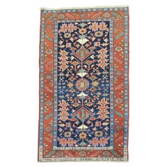 Zabihi CollectionEarly 20th Century Navy Scatter Size Persian Oriental Heriz Rug