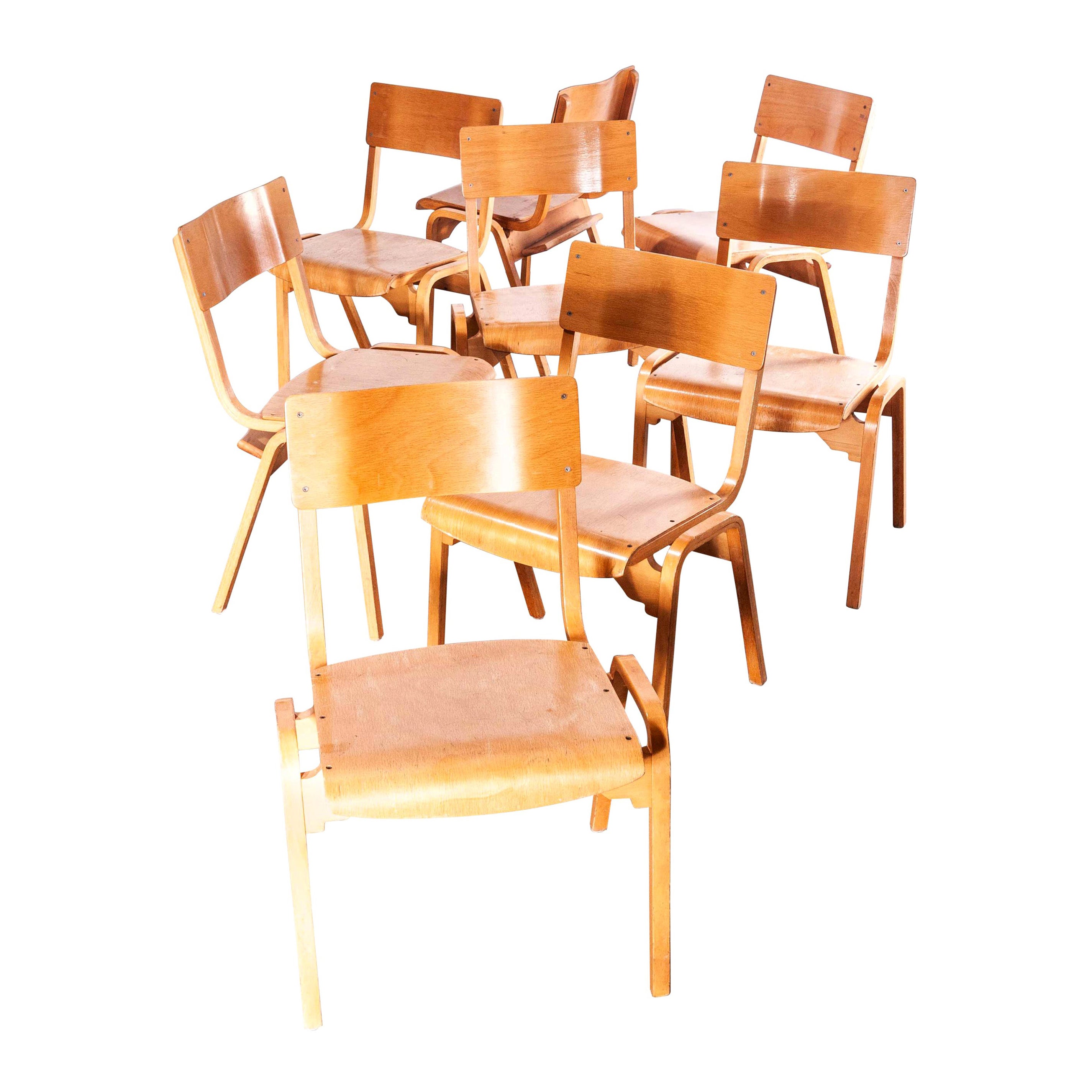 1950s Stacking Dining Chairs Made by Tecta Designed by Stafford, Set of Eight