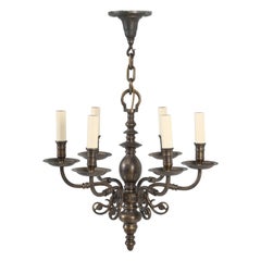 Vintage 6-Light Brass Chandelier Stamped Made in Holland in Excellent Condition