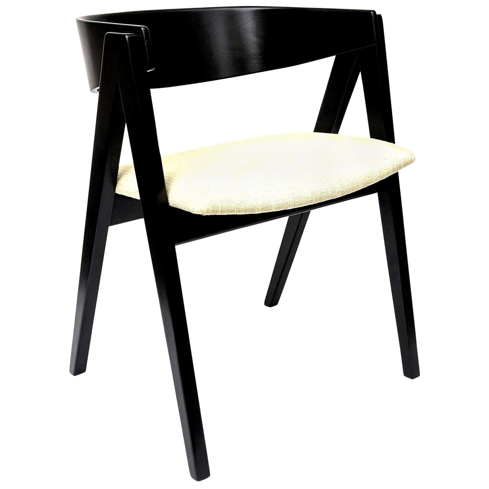 Allan Gould Sculptural Compass Black Stained Wood Side Chair Mid-Century Modern For Sale
