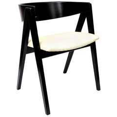 Allan Gould Sculptural Compass Black Stained Wood Side Chair Mid-Century Modern