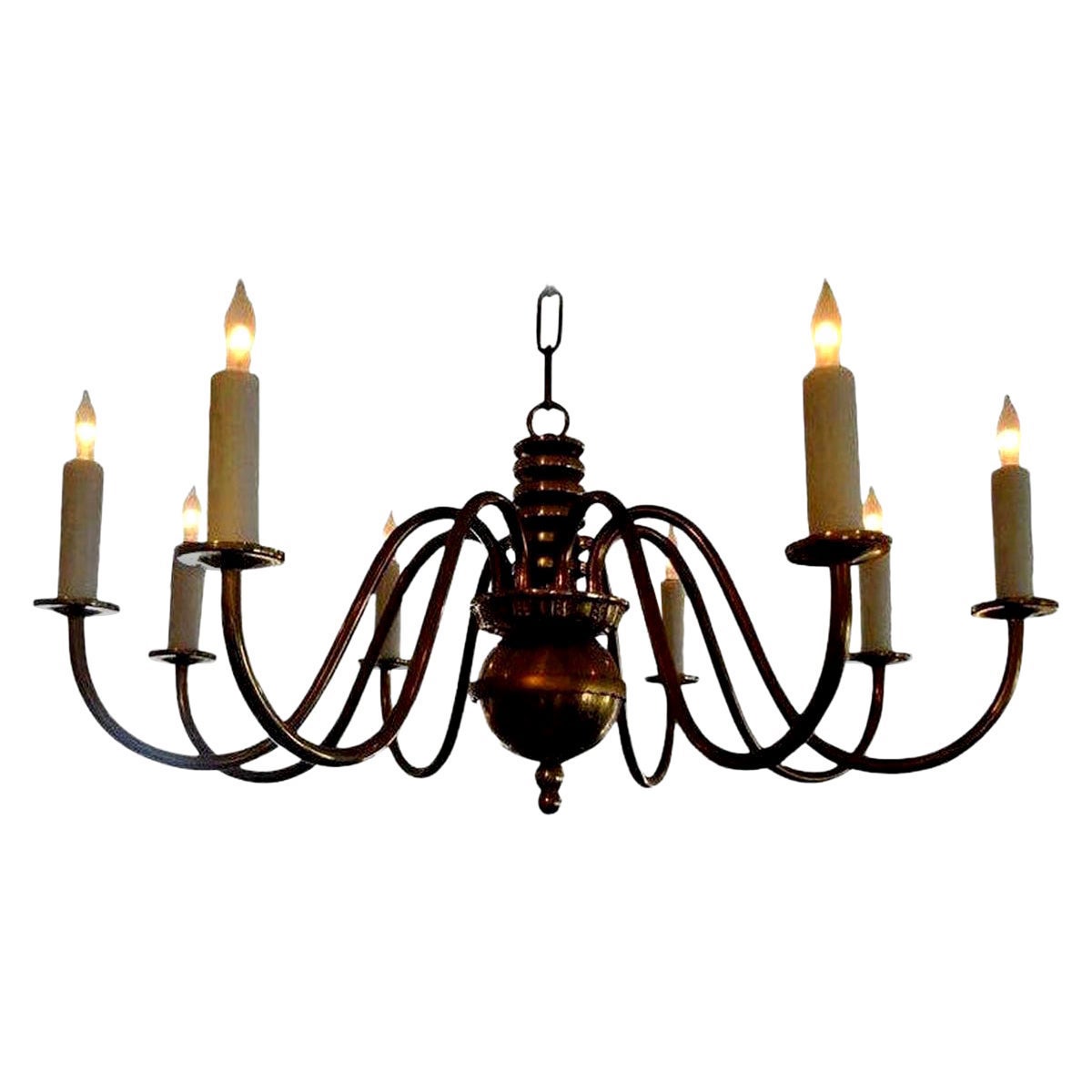 Italian Mid-Century Modern Gaetano Sciolari Style Brass Chandelier