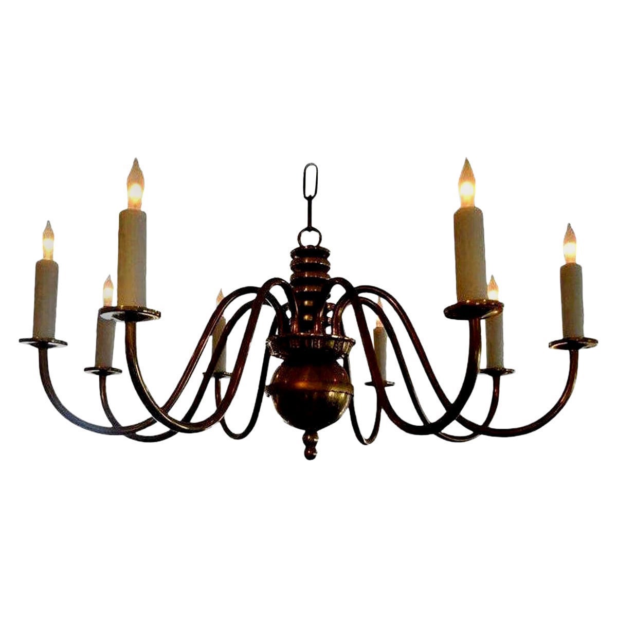 Italian Mid-Century Modern Gaetano Sciolari Style Brass Chandelier