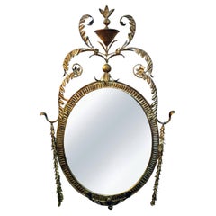 Vintage Italian Neoclassical Style Gilt Metal Mirror, Palladio Attributed