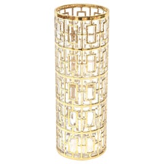22-Carat Gold-Plated Shoji Screen Greek Key Overlay Glass Vase, Martini Shaker