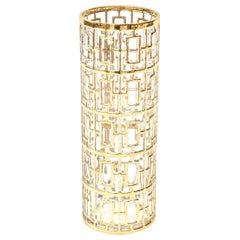 Used Imperial Glass 22-Carat Gold-Plated Shoji Screen Greek Key Vase, Cocktail Mixer