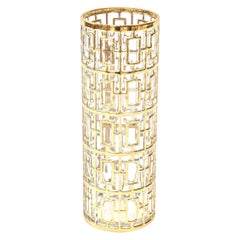 Vintage Imperial Glass 22-Carat Gold-Plated Shoji Screen Greek Key Vase, Cocktail Mixer