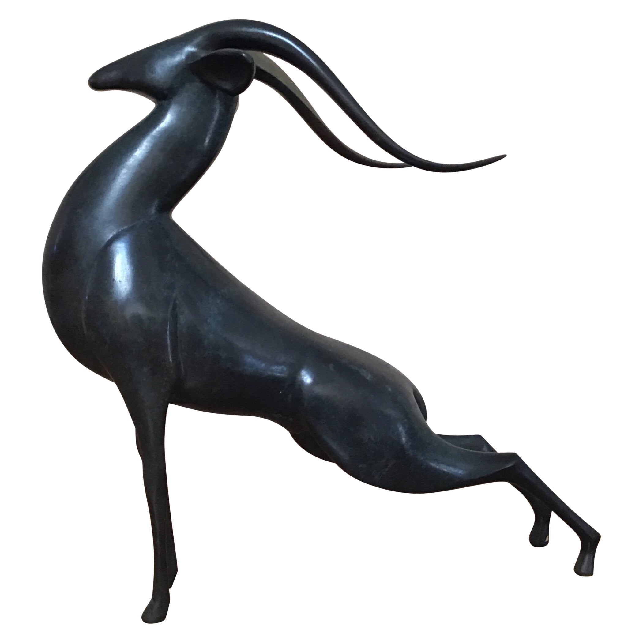 Loet Cast Bronze Ibex Sculpture