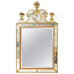 Two Swedish Ormolu-Mnt. & Hand-Etched Glass Mirrors Aft. Model by Gustav Precht
