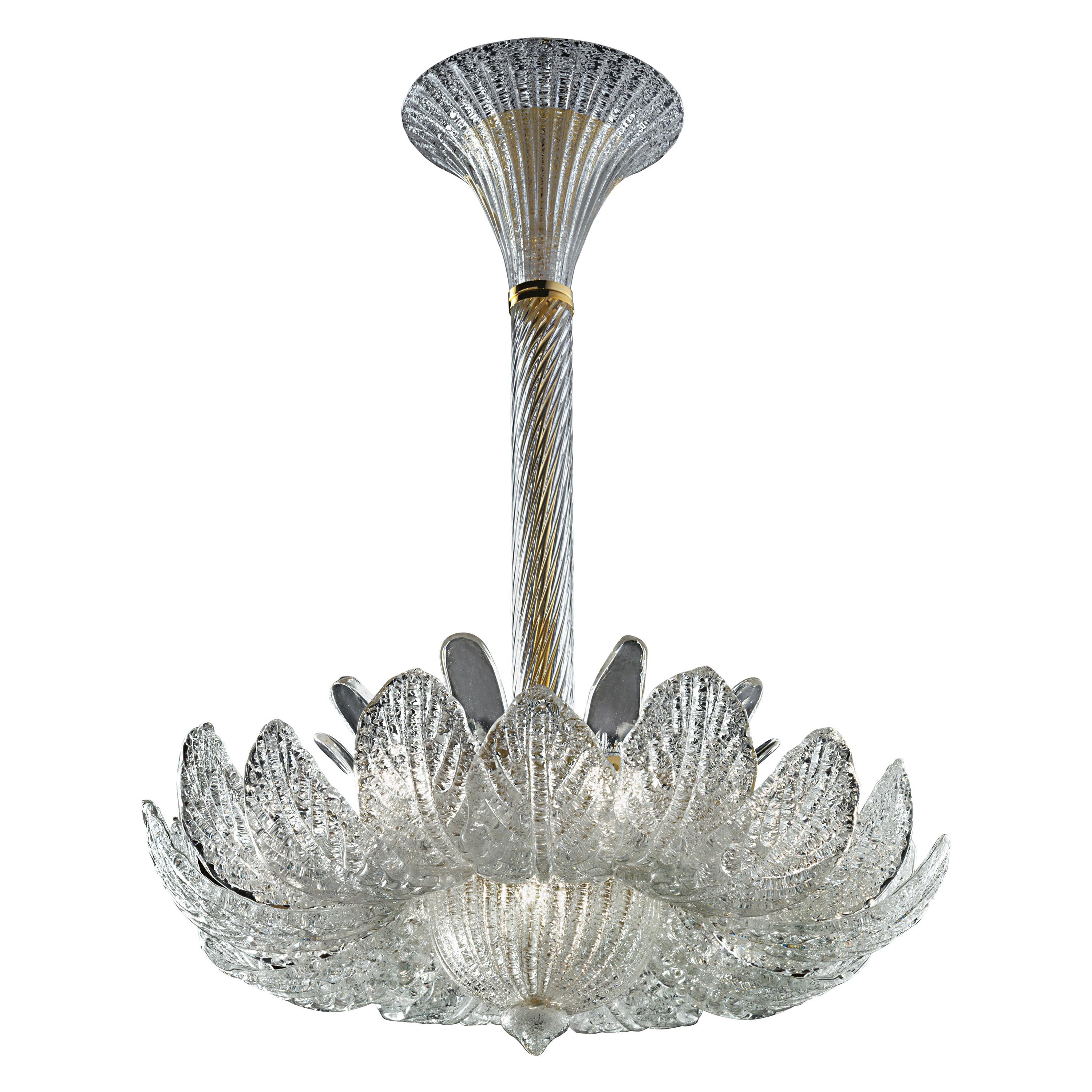 Rex 5359 Suspension Lamp in Glass and Polished Chrome, by Barovier&Toso