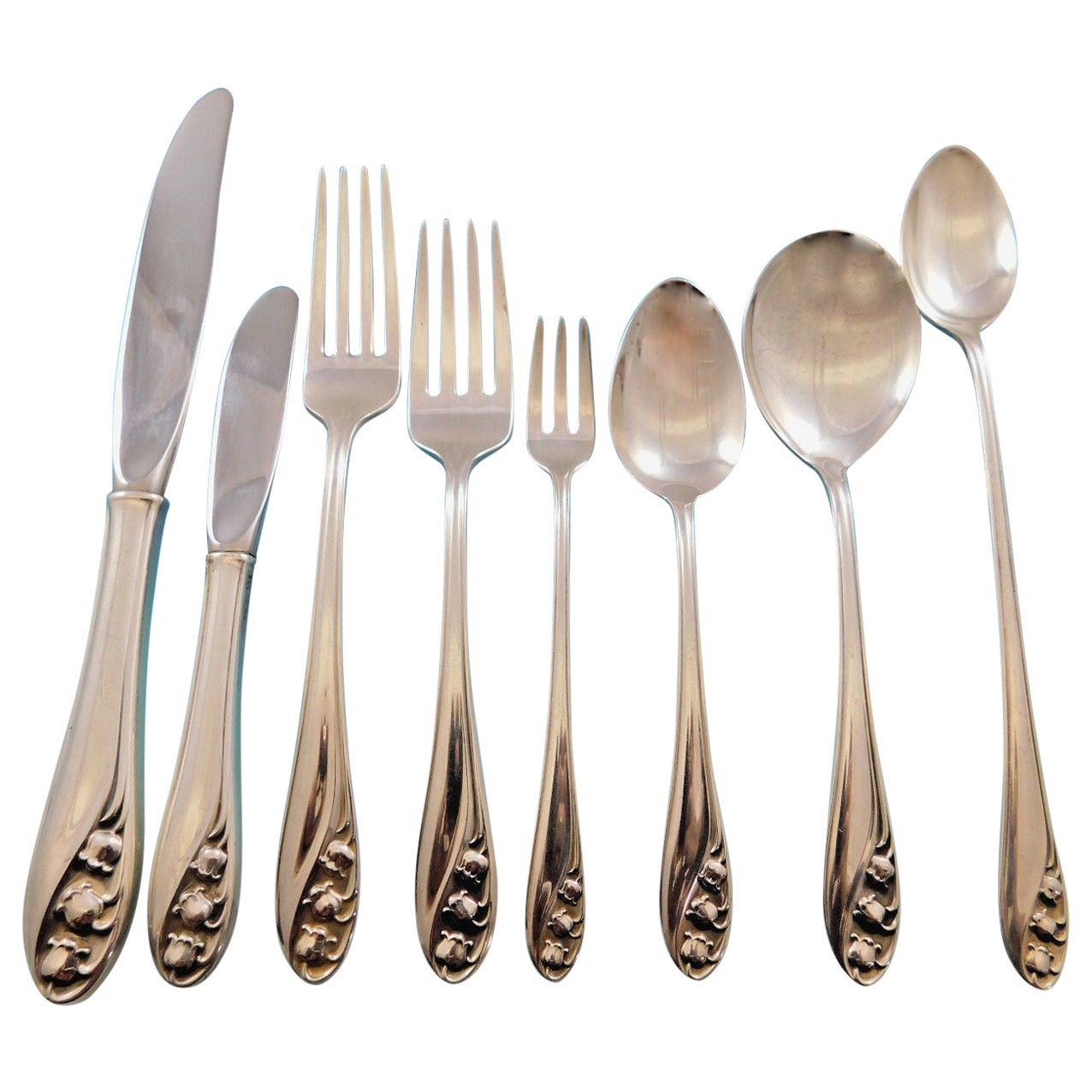 Gorham Plain Sterling Silver Flatware Set Service 102 Pieces, Scarce