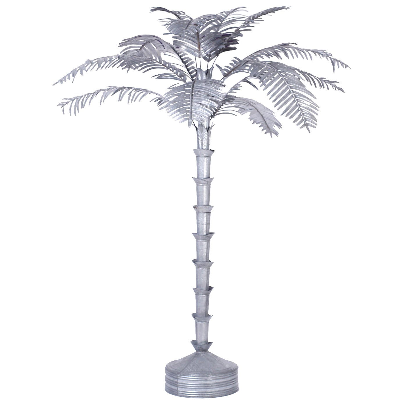 Large Palm Tree Vase in Crystal and Black Chrome Bronze For Sale at 1stDibs