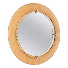Pink Glass and Chrome Plated Metal 1960s Wall Mirror by Cristal Art