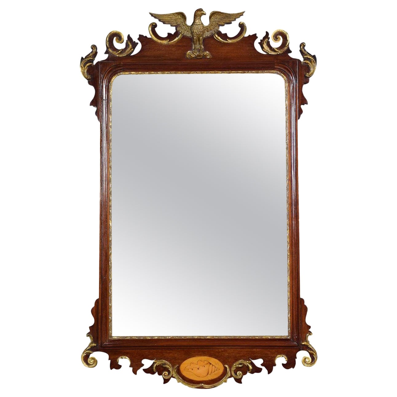 Specchio in mogano e legno dorato in stile Giorgio II