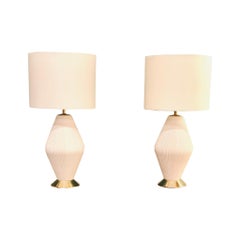 Pair of Gerald Thurston for Lightolier Porcelain Lamps Rewired
