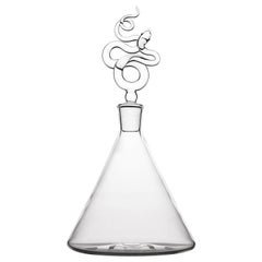 Decantador Serpentino Contemporáneo de Vidrio Soplado a Mano Serpiente Animal Licor Bar Whisky