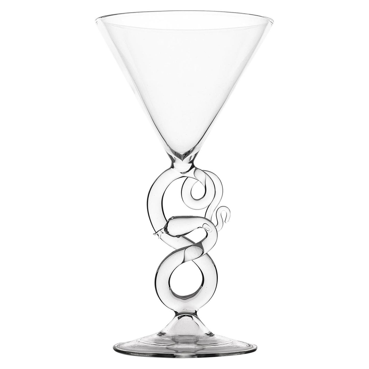 Contemporáneo Serpiente Serpentina Soplada a Mano Copa Martini Licor Cocktail Animal