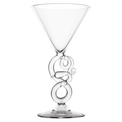 Contemporáneo Serpiente Serpentina Soplada a Mano Copa Martini Licor Cocktail Animal