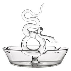 Contemporary Handmade Glass Serpentine Snake Ashtray Puro Liquor Deco Animal