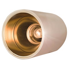 Mid-Century Modern White Gold Steel Cylinder Wall Lamp, Netherlands, 1970