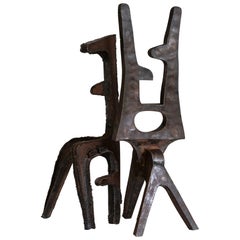 Pair of 1970s French Brutalist Steel Abstract Sculptures