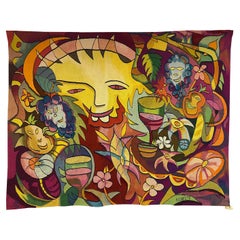 Aubusson Tapestry by H.Gineste "Drunk Sun" Woven in Soana Workshop