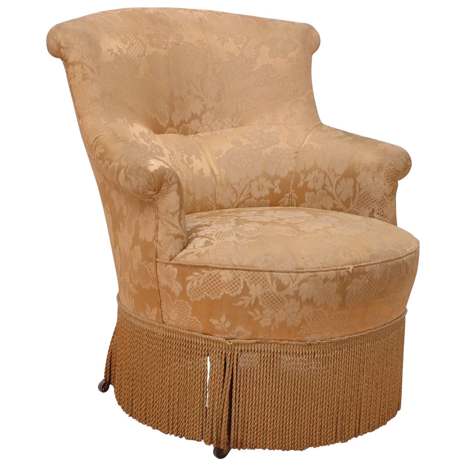 19th Century, French Napoleon III Upholstered Armchair or Slipper Chair
