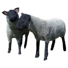 Sculpture, statue, garden, wirework, sheep, life-size, folk art, animal, unique