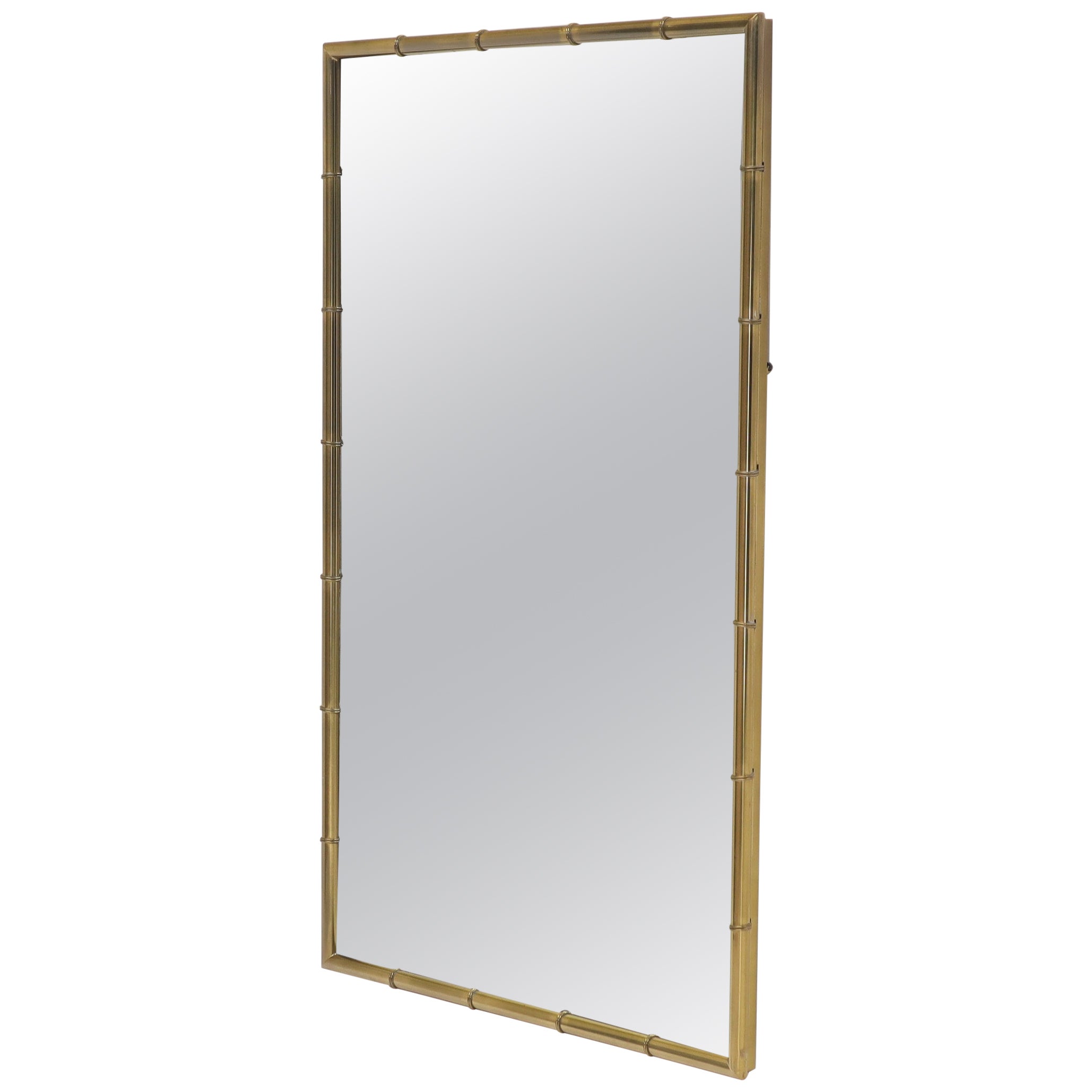 Large Solid Brass Half Round Profile Frame Rectangular Wall Mirror For