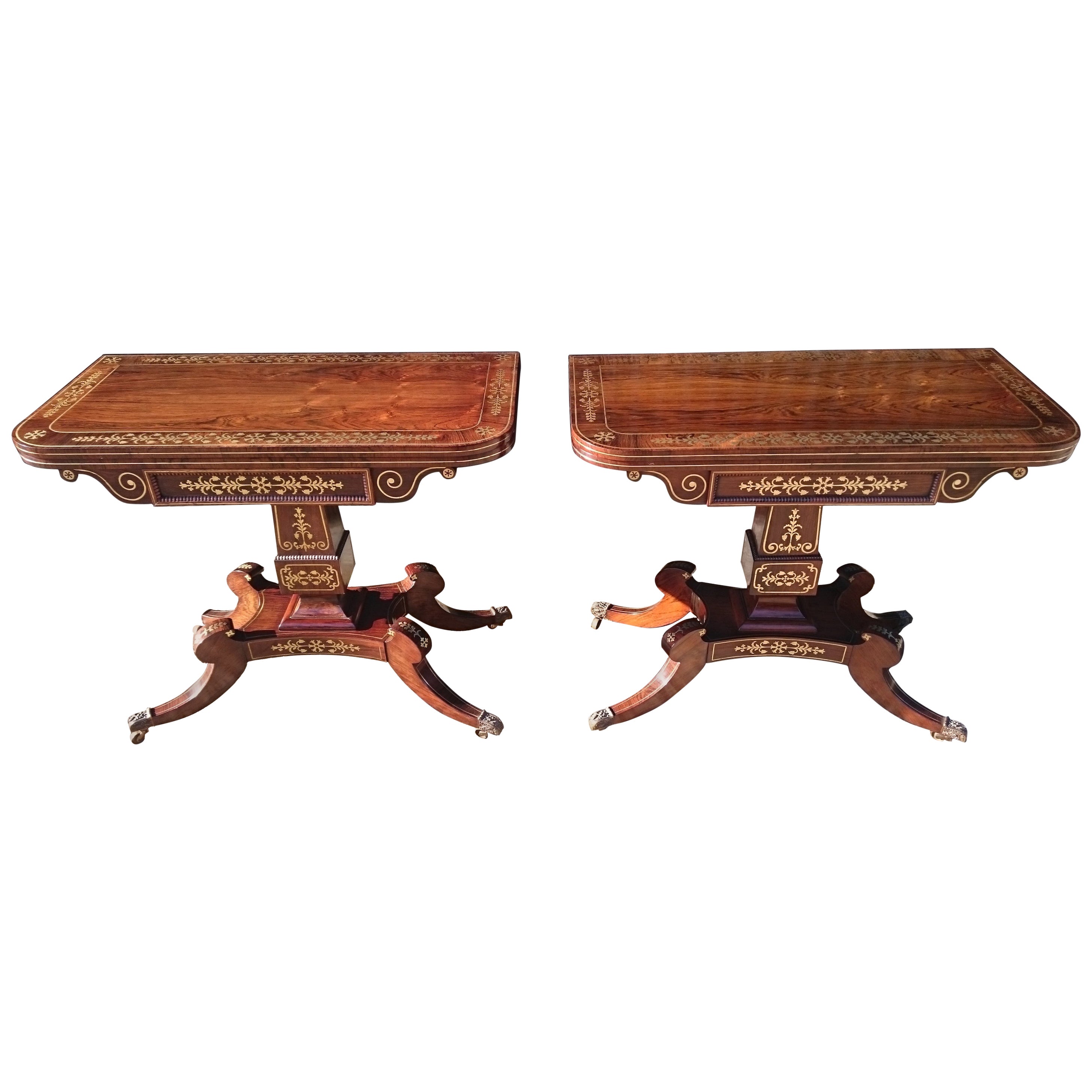 Antique Walnut French Card Table with Leather Top Circa 1830 For Sale