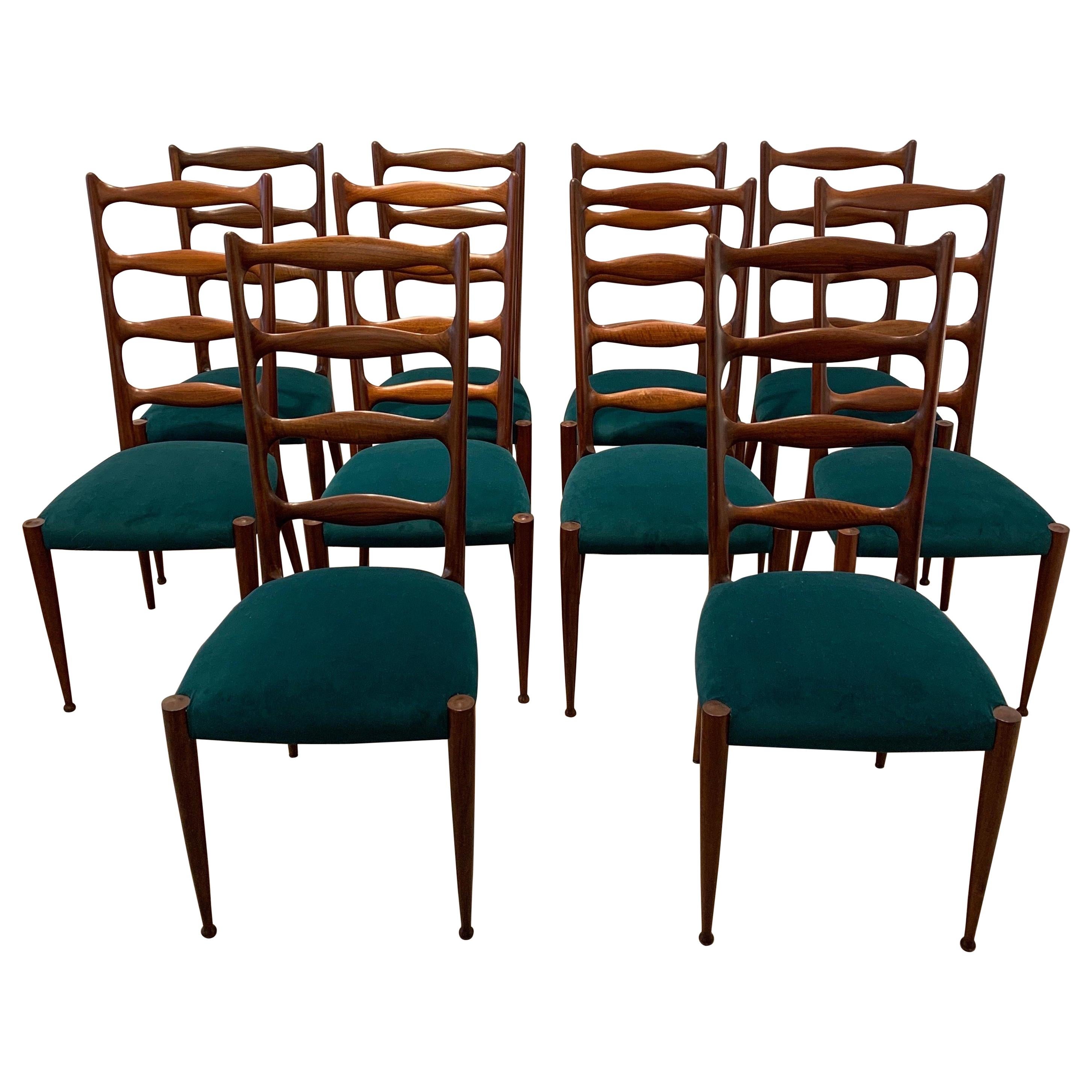 Set of 10 Italian Chairs, 1940s