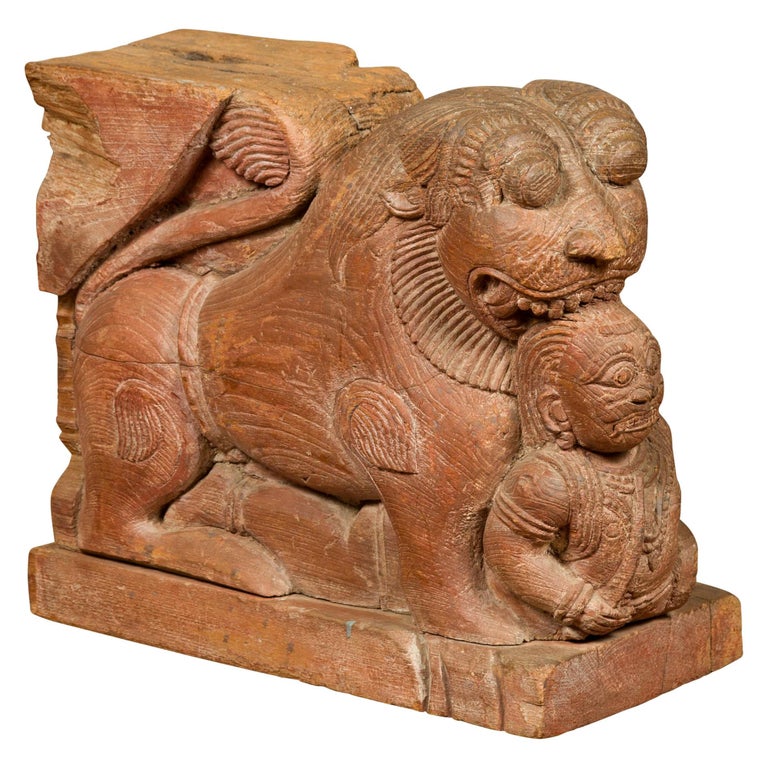 Carved Lion Head from Orissa - 18thC Carved Lion Head from Orissa - 18thC