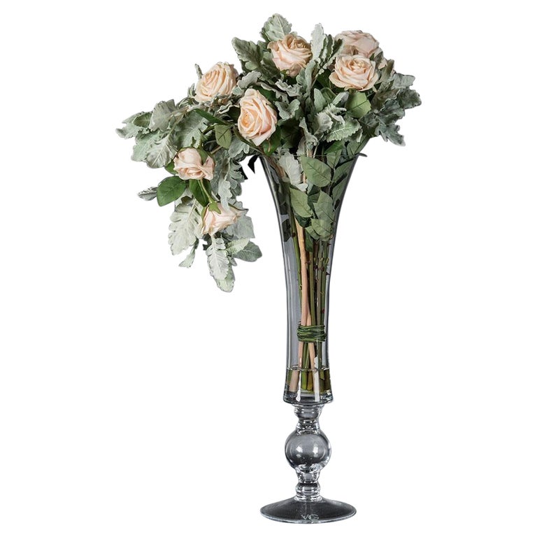 Eternity Vase Fragrance Roses Corfu' Set Arrangement, Flowers, Italy For Sale at 1stDibs