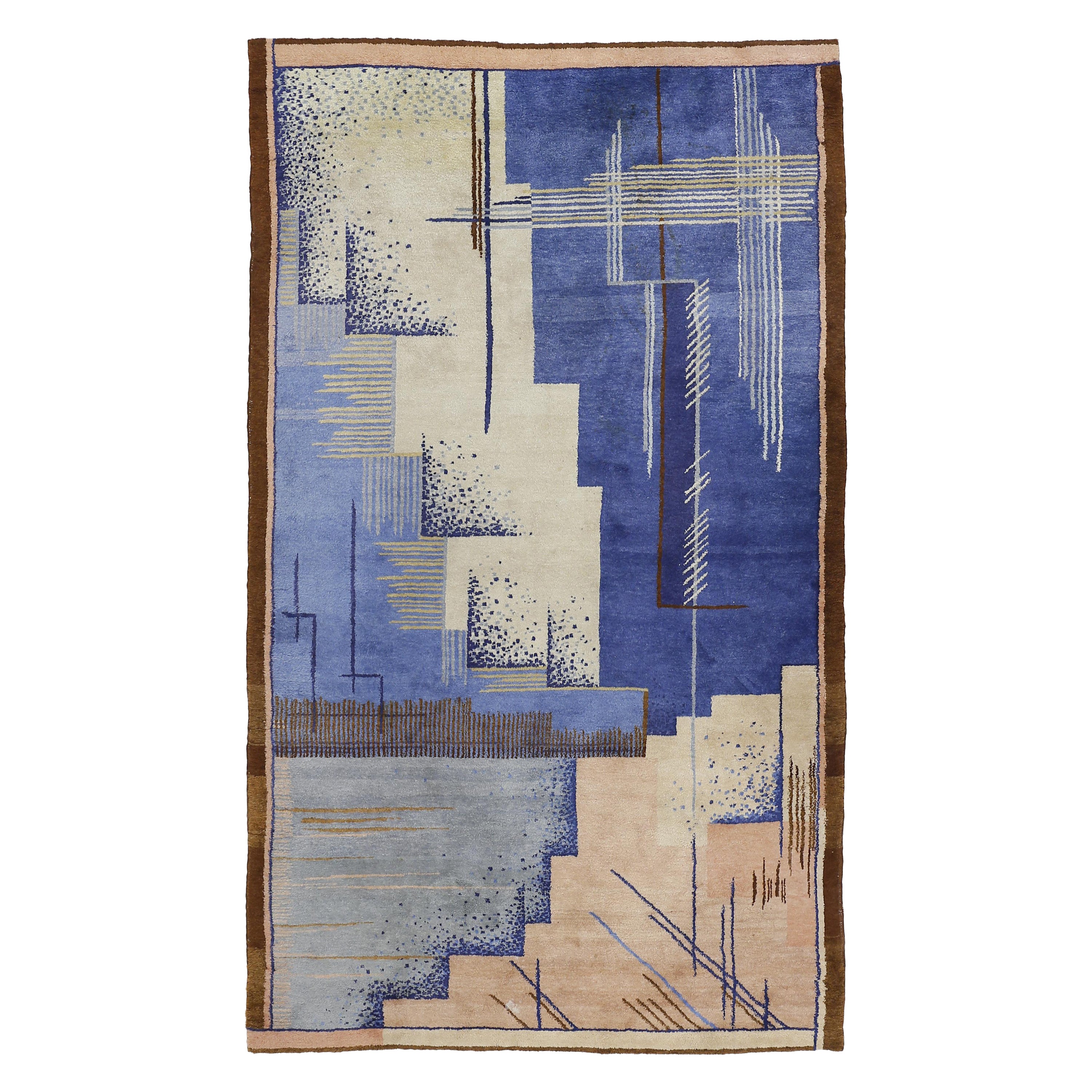 French Art Deco Rug Designed by Jean Burkhalter for Pierre Chareau Circa 1925