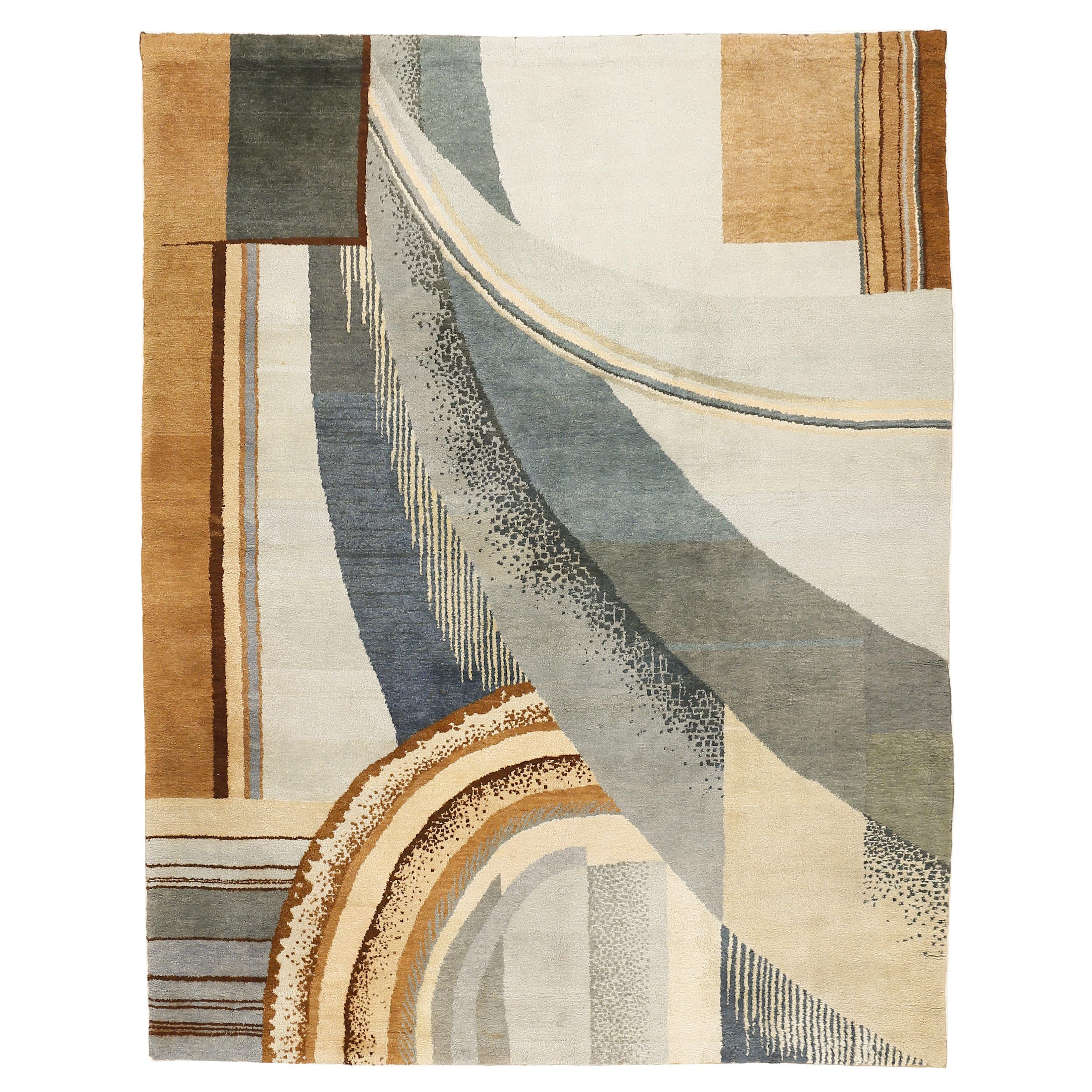 Alfombra francesa Art Déco Diseñada por Jean Burkhalter para Pierre Chareau Circa 1925 en venta