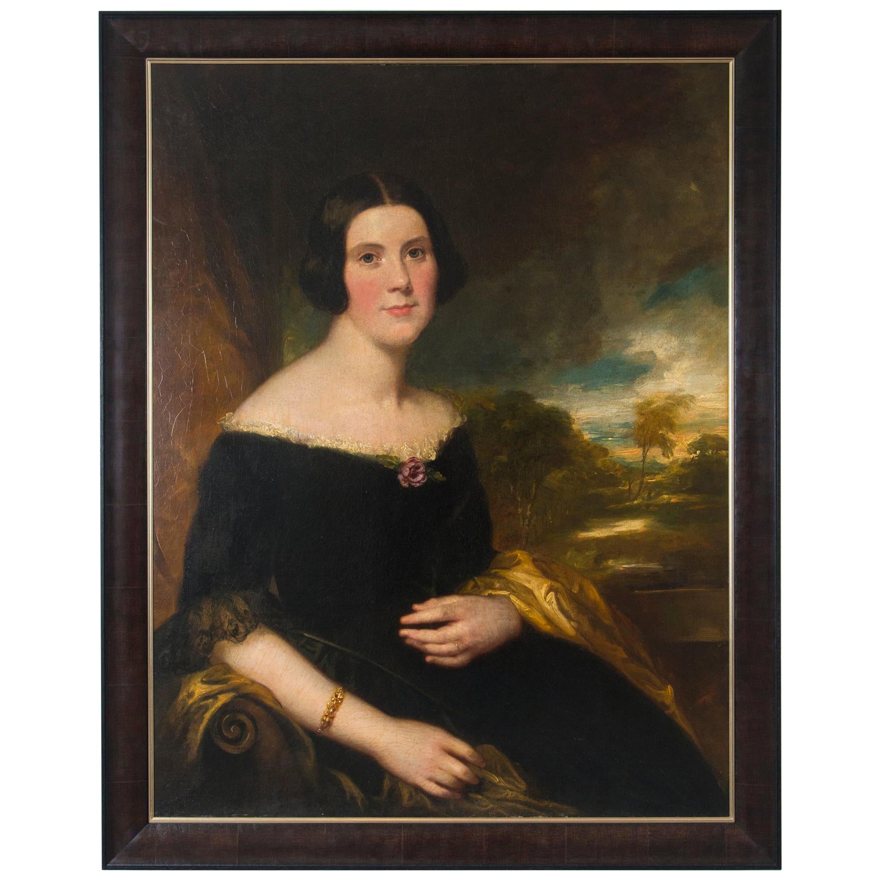 Portrait original à l'huile du 19ème siècle de Lydia Augusta Allen par George Clint en vente