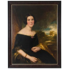 Portrait original à l'huile du 19ème siècle de Lydia Augusta Allen par George Clint