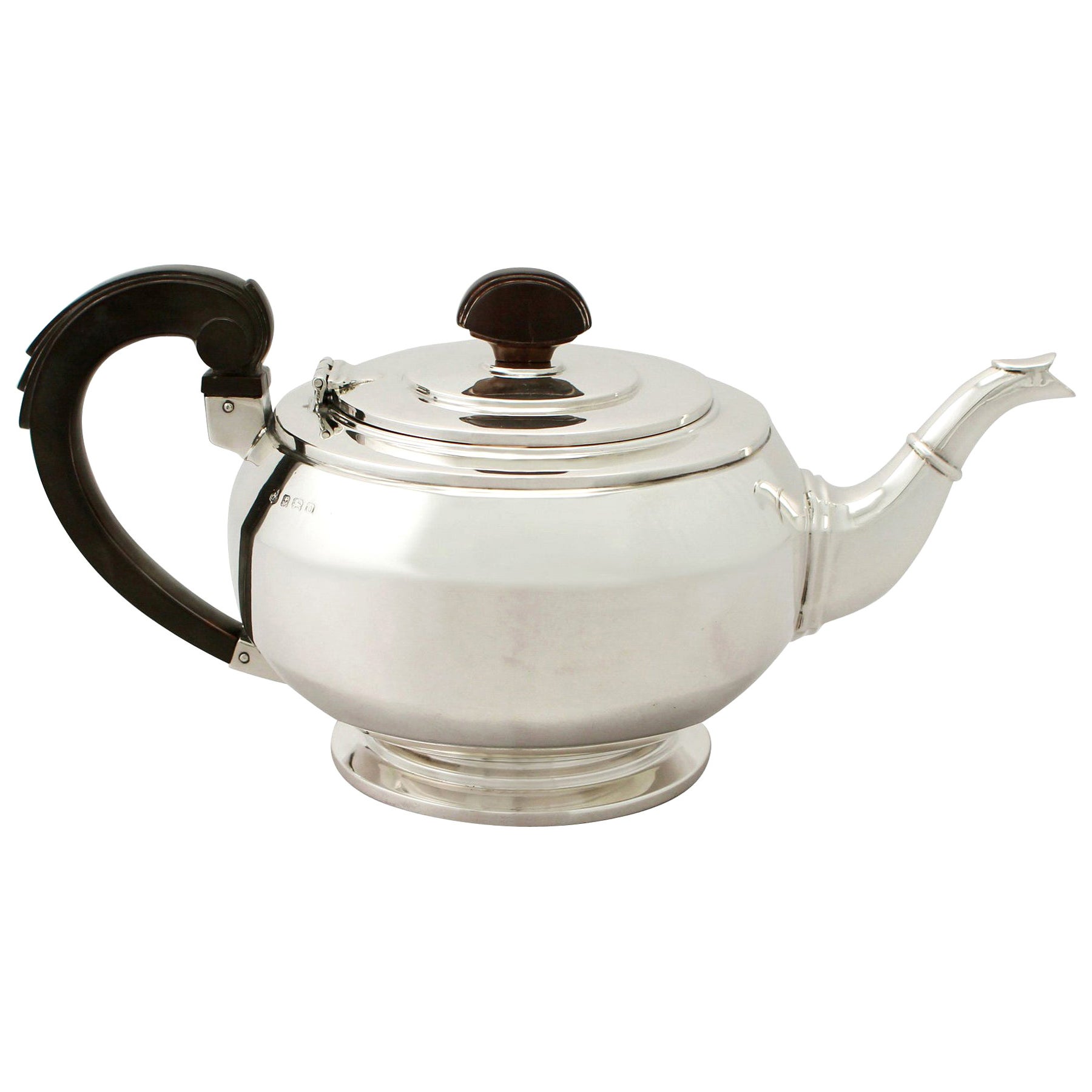 Art Deco Silver Teapot 830s with Straw Handle Made by Cohr Silver