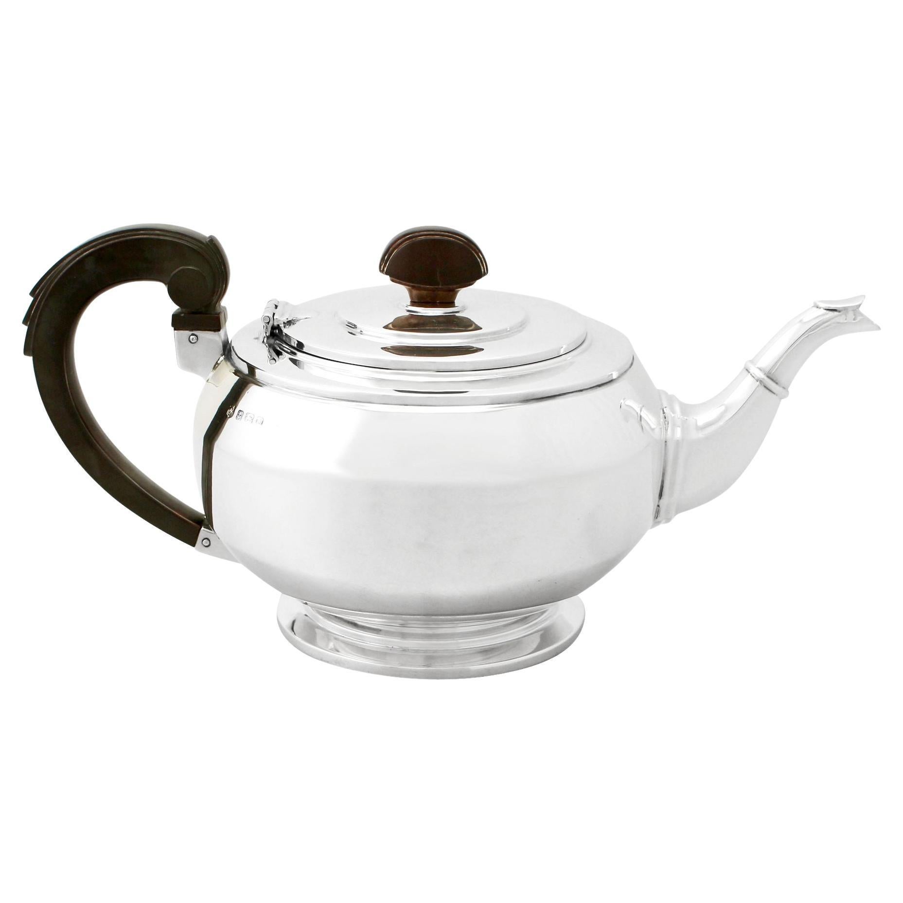 William Neale & Son Ltd Art Deco English Sterling Silver Teapot