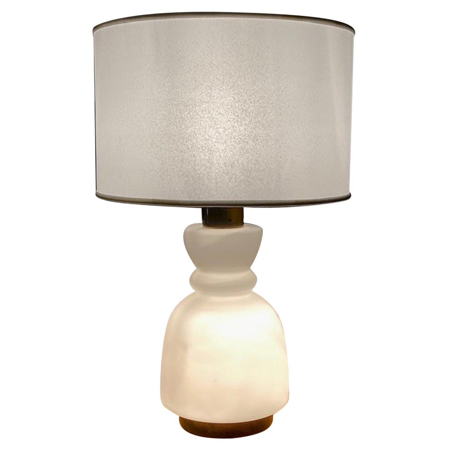 Stilnovo Cased Glass and Brass Table Lamp For Sale