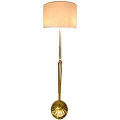 Italian Twisted Glass Cane and Brass 1930s Floor Lamp